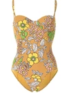 Tory Burch Printed Underwire One-piece Swimsuit In Multicolour