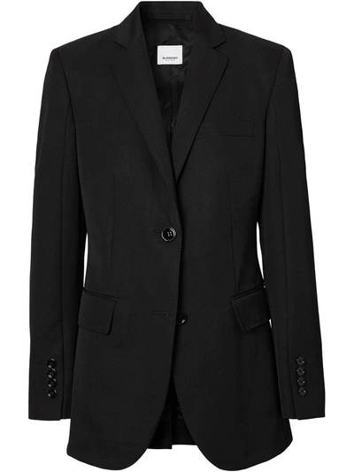 Burberry Tailored Wool Gabardine Jacket In Dark Charcoal Ip Chk