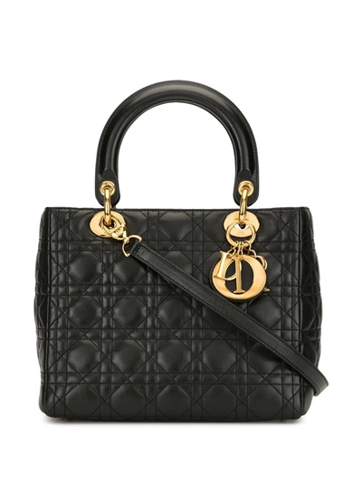Pre-owned Dior Lady  Cannage Tote Bag In Black