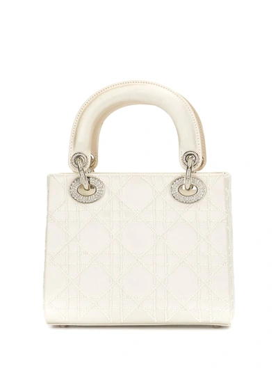 Pre-owned Dior Mini Lady  Cannage Bag In White