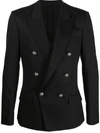BALMAIN EMBOSSED-BUTTON DOUBLE-BREASTED BLAZER