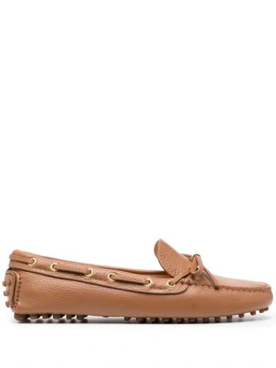 Car Shoe Slip-on Leather Loafers In Brown