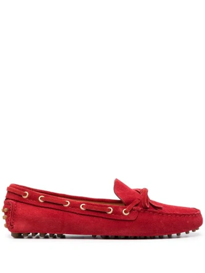 Car Shoe Slip-on Leather Loafers In Red