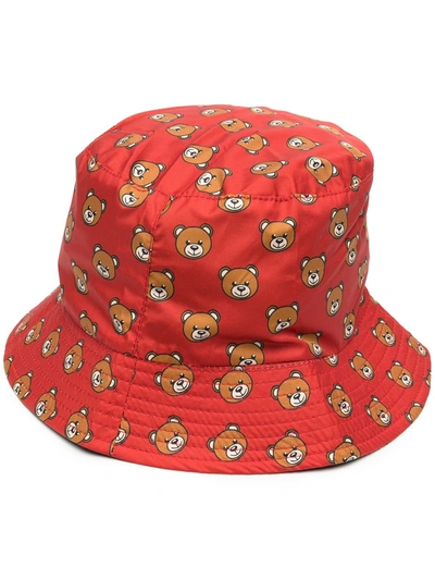 Moschino Teddy Bear-print Bucket Hat In Red