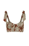 Johanna Ortiz + Net Sustain Sunset Riders Cropped Printed Organic Linen Top In Multi