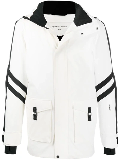 Perfect Moment Side Stripe Detail Hooded Jacket In White