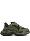 Balenciaga Black & Khaki Triple S Sneakers In Green