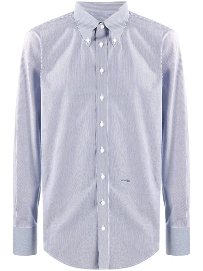 Dsquared2 Pinstripe Long-sleeve Shirt In Blue