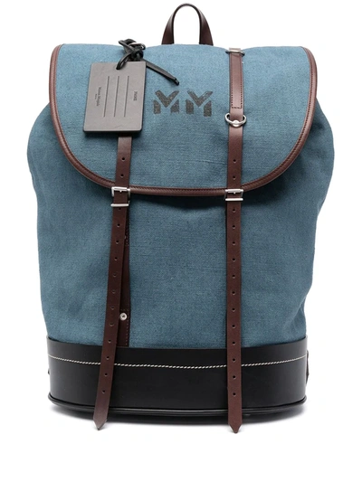 Maison Margiela Drawstring Duffle Backpack In Blue