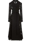 Dolce & Gabbana Lace-insert Tie-waist Trench Coat In Black