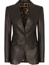 Dolce & Gabbana Single-breasted Leather Blazer In Black