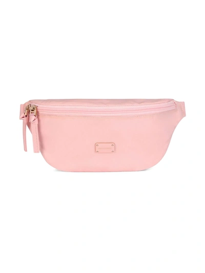 Dolce & Gabbana Kids' Nylon Belt Bag With Logo Plate In Pink
