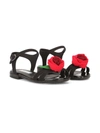 Dolce & Gabbana Gros-grain Ankle-strap Sandals With Rose Detail In Black
