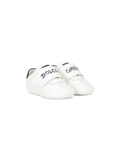 Dolce & Gabbana Babies' Logo-print Touch-strap Trainers In White