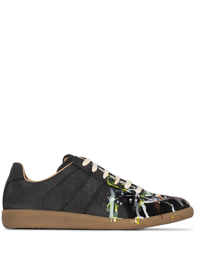 Maison Margiela Paint Replica Splatter-detail Trainers In Black