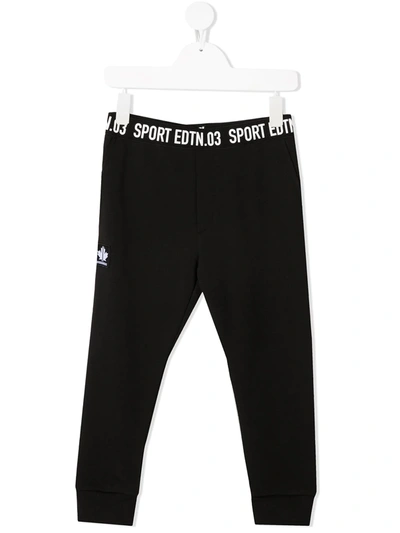 Dsquared2 Teen Logo-patch Slim-fit Track Trousers In Black