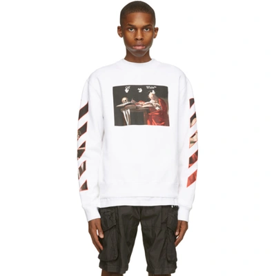 Off-white Graphic-print Diagonal-stripe Sweatshirt In White