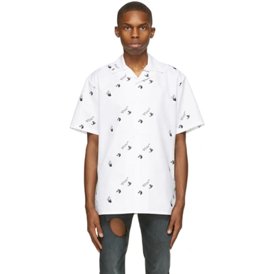 Off-white White All Over Logo Holiday Short Sleeve Shirt In White,black