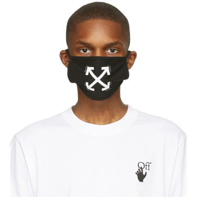 Off-white Man Black Arrow Face Mask With Off Logo Inside In Nero