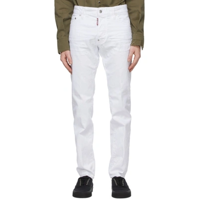 Dsquared2 18cm Slim Fit Stretch Cotton Denim Jeans, White In White