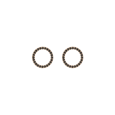 Aurate Diamond Circle Earrings With Black Diamonds In Gold