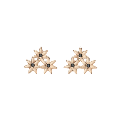 Aurate Flower Earring Stud With Black Diamonds