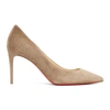 CHRISTIAN LOUBOUTIN TAUPE SUEDE KATE 85 HEELS