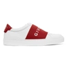 GIVENCHY WHITE & RED ELASTIC URBAN STREET SNEAKERS