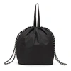 GANNI BLACK RECYCLED TECH DRAWSTRING TOTE