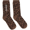 GANNI BROWN RHINESTONE LOGO SOCKS