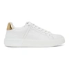 BALMAIN WHITE & GOLD B-COURT SNEAKERS