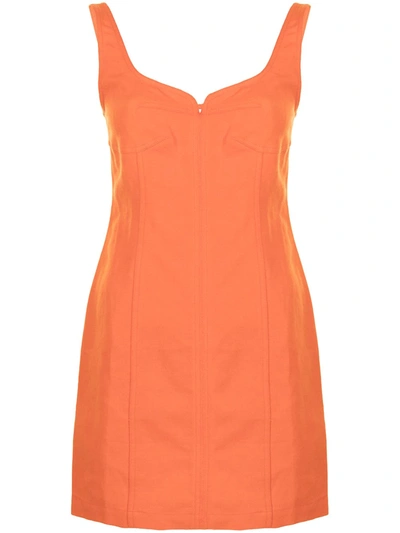 Mara Hoffman Anita Sweetheart-neckline Linen-blend Mini Dress In Orange