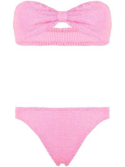 Hunza G Ariel Bandeau Twist Bikini In Bubblegum