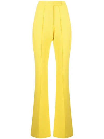 Alex Perry Flared High-waist Trousers In Yellow