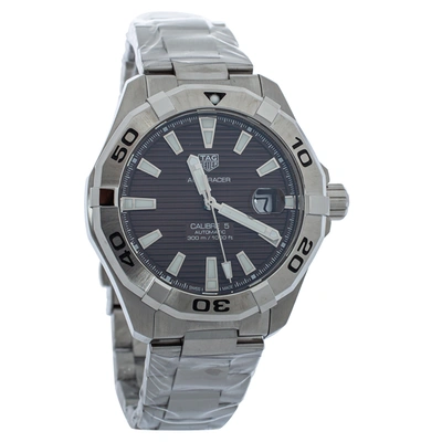 Pre-owned Tag Heuer Brown Brushed Stainless Steel Aquaracer Way2018 Automatic Men's Wristwatch 43mm