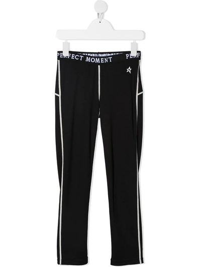Perfect Moment Kids' Logo Print Thermal Track Pants In Black