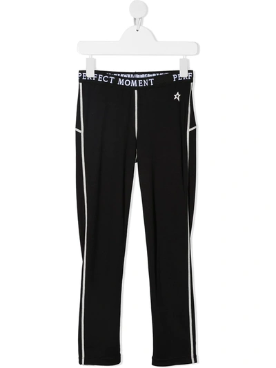 Perfect Moment Kids' Logo Print Thermal Track Trousers In Black