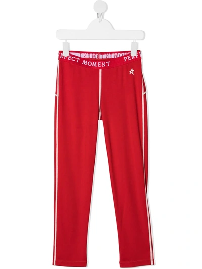 Perfect Moment Kids' Logo-print Thermal Track Pants In Red