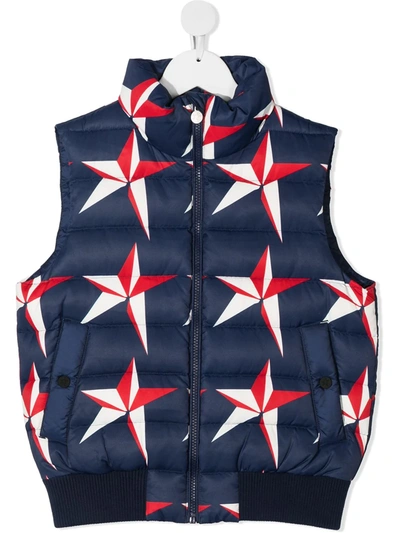 Perfect Moment Kids' Star-print Quilted Gilet In Blue
