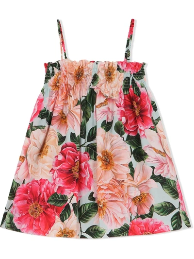 Dolce & Gabbana Kids' Little Girl's & Girl's Floral Smocked Cotton Dress In Pink