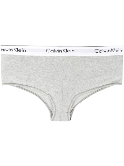 Calvin Klein Underwear Logo Embroidered Briefs In Grey