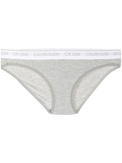 Calvin Klein Underwear Logo Embroidered Briefs In Grey