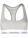 Calvin Klein Underwear Modern Cotton Ribbed Stretch Modal-blend Soft-cup Bra In Grey