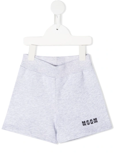 Msgm Babies' Logo印花松紧裤腰短裤 In Grey