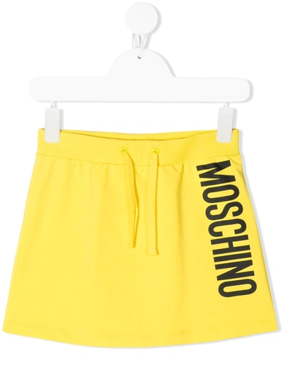 Moschino Kids' Logo-print Track Skirt In Yellow