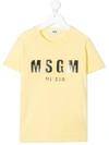 Msgm Logo Print T-shirt In Yellow