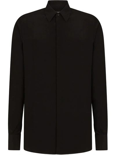 Dolce & Gabbana Concealed Button Shirt In Black