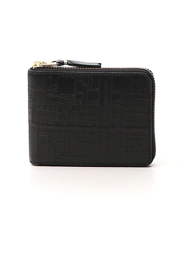 Comme Des Garçons Wallet Embossed Zip Around Wallet In Black