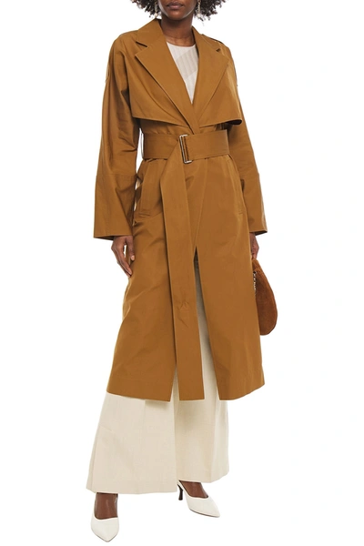 Victoria Beckham Belted Cotton Trench Coat In Camel