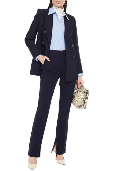 Victoria Beckham Stretch-twill Slim-leg Pants In Navy